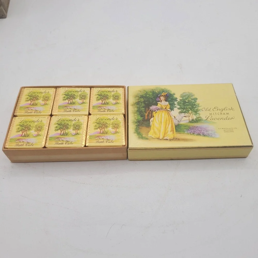 Vintage Mitcham Lavender Bath Toilet Soap and‎ Bath Cubes New In Box